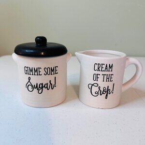 Sugar & Creamer Set "Gimme Some Sugar" & "Cream Of The Crop" Kitchen Decor
